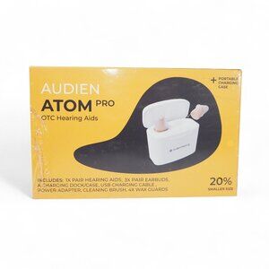 Audien Atom Pro OTC Hearing Aids with Portable Charging Case NWT